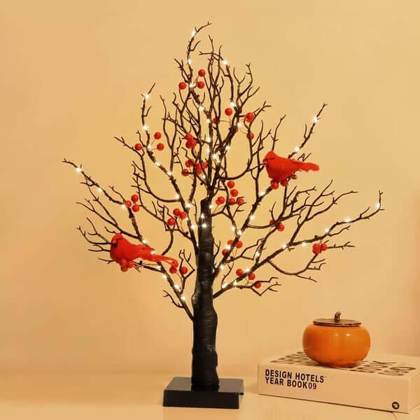 Vintage Glowing Tree with Cardinals