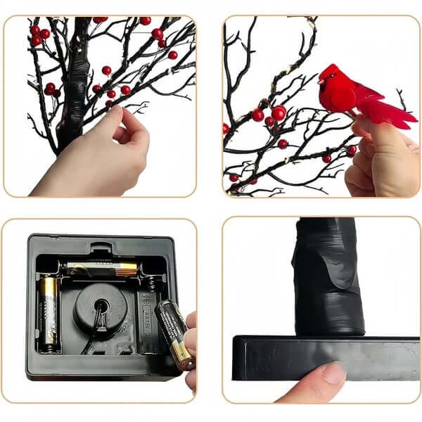 Vintage Glowing Tree with Cardinals