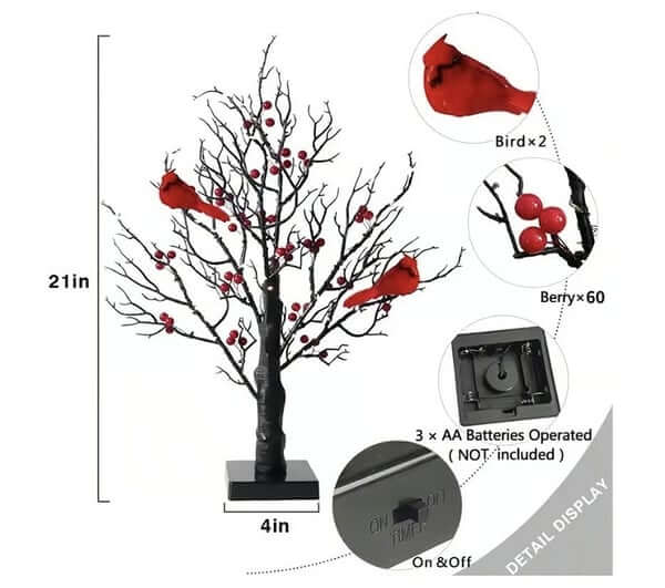 Vintage Glowing Tree with Cardinals