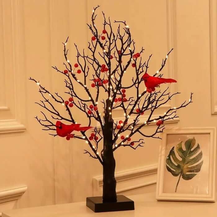Vintage Glowing Tree with Cardinals