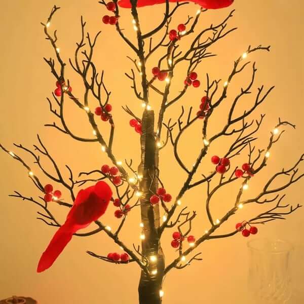 Vintage Glowing Tree with Cardinals