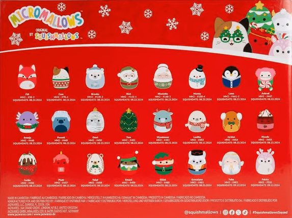 Squishmallows 24-Day Micromallows Holiday Plush Advent Calendar